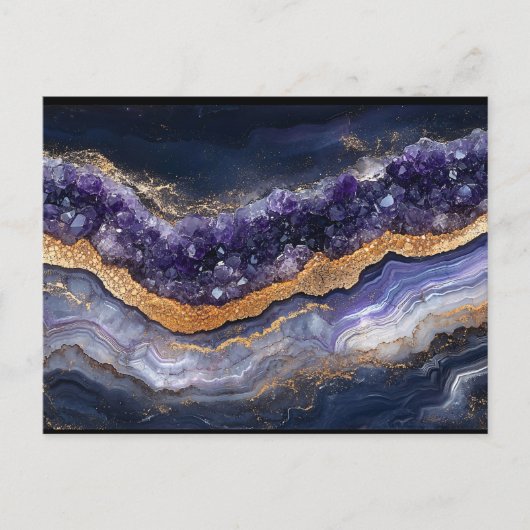 Carte Postale Géode stratifié violet et or (Devant)