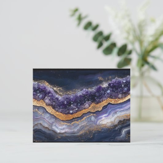 Carte Postale Géode superposé de pourpre et d'or (Debout devant)