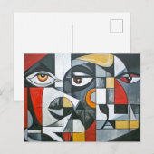 Carte Postale Géométrie de visage moderne cubiste (Devant / Derrière)