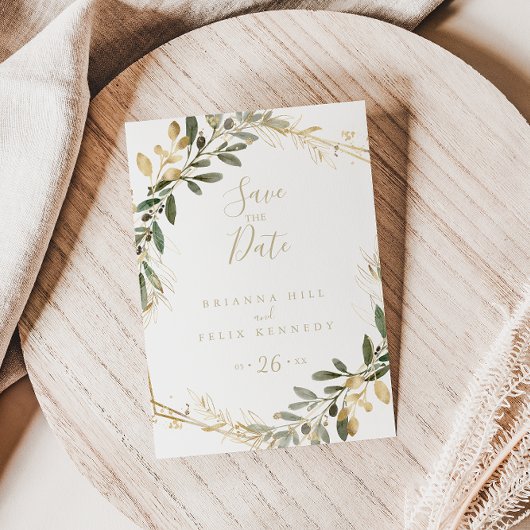 Carte Postale Géométrie dorée Feuillage d'automne Enregistrer la