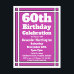 Carte postale Geometrique 60th Purple Birthday Inv<br><div class="desc">Envoyer des invitations à une célébration de 60e anniversaire avec cette carte postale Geométrique 60e Purple Birthday Invitation. Customisé avec vos informations personnelles et personnelles.</div>