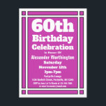 Carte postale Geometrique 60th Purple Birthday Inv<br><div class="desc">Envoyer des invitations à une célébration de 60e anniversaire avec cette carte postale Geométrique 60e Purple Birthday Invitation. Customisé avec vos informations personnelles et personnelles.</div>