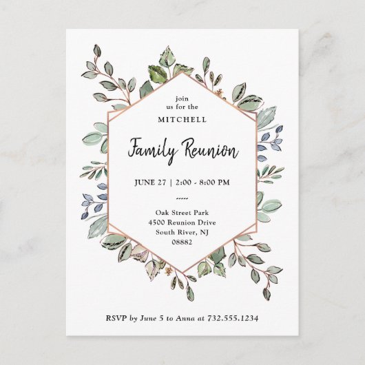 Carte Postale Géométrique botanique simple | Réunion familiale (Devant)