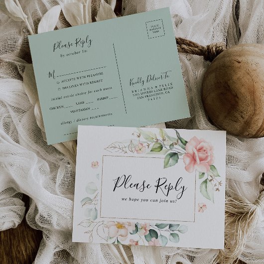 Carte postale Géométrique Gold Green Menu Choix RS