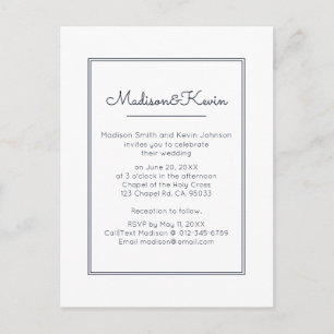 Carte Postale Géométrique moderne Mariage bleu simple