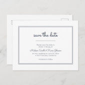 Carte Postale Géométrique moderne | Mariage bleu simple (Devant / Derrière)