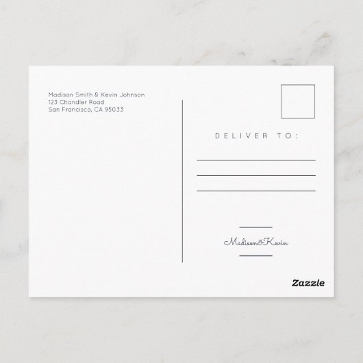 Carte Postale Géométrique moderne | Mariage bleu simple (Dos)