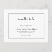 Carte Postale Géométrique moderne | Mariage bleu simple (Devant)