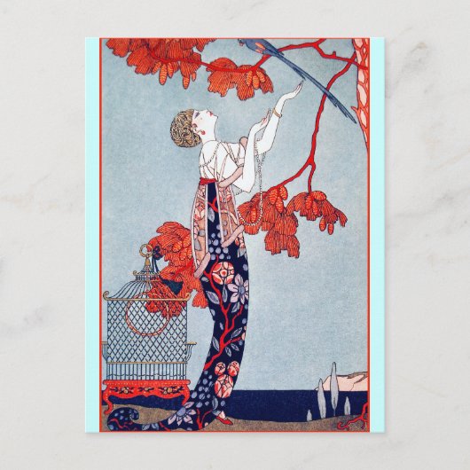 Carte Postale George Barbier "L'Oiseau Volage" 1914 (Devant)