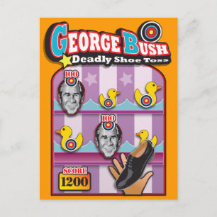 Carte Postale George Bush - Reporter Shoe Throw Attack !