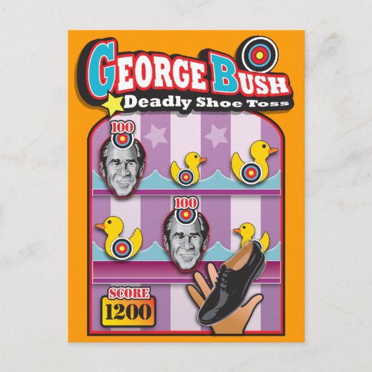 Carte Postale George Bush - Reporter Shoe Throw Attack ! (Devant)