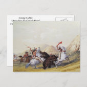 Carte Postale George Catlin - Attaquer l'ours grizzli (Devant / Derrière)