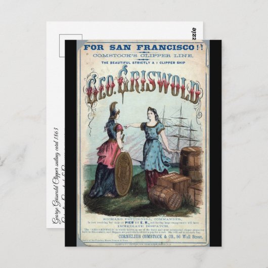 Carte Postale George Griswold Clipper voilier 1863 (Devant / Derrière)