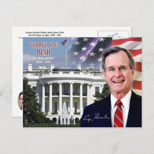 Carte Postale George H. W. Bush - 41e président des États-Unis (Devant / Derrière)