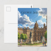 Carte Postale George Square, Glasgow Écosse (Devant / Derrière)