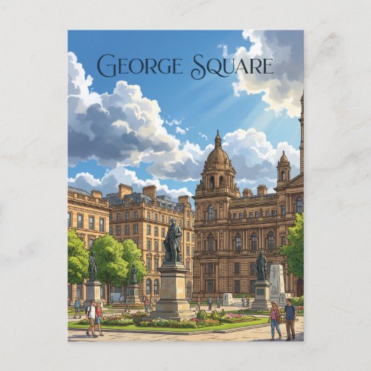 Carte Postale George Square, Glasgow Écosse (Devant)