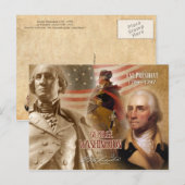Carte Postale George Washington - 1er président des États-Unis (Devant / Derrière)