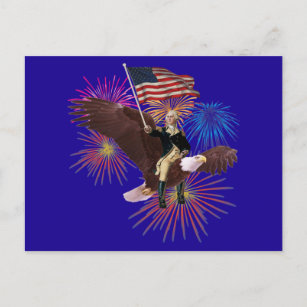 Carte Postale George Washington chevauchant un aigle avec un dra