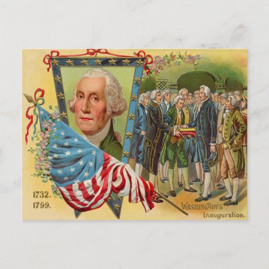 Carte Postale George Washington inaugure le drapeau américain (Devant)