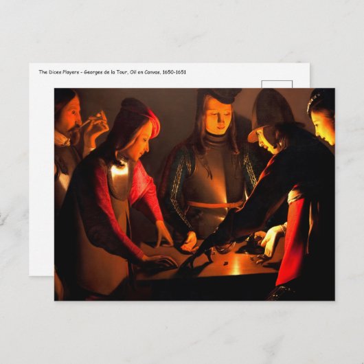 Carte Postale Georges de la Tour - Les Joueurs de Dices (Devant / Derrière)