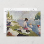 Carte Postale Georges Seurat - Baignades aux Asnières (Devant / Derrière)