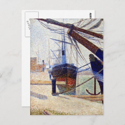 Carte Postale Georges Seurat Coin du port d'Honfleu (Devant / Derrière)