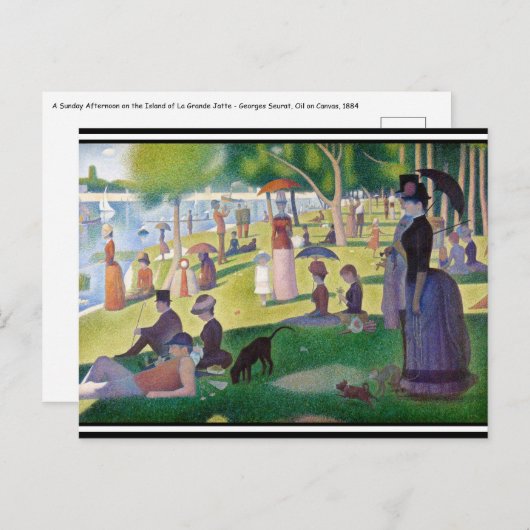 Carte Postale Georges Seurat - Un dimanche après-midi à l'île de (Devant / Derrière)