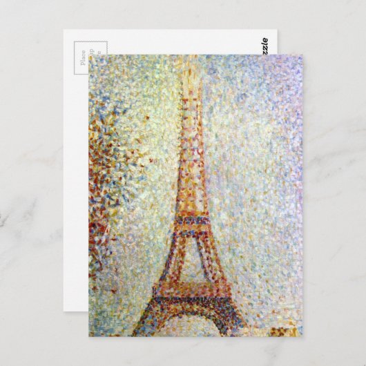 Carte Postale Georges Suerat Tour Eiffel Pointillisme (Devant / Derrière)