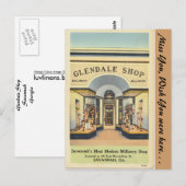 Carte Postale Georgia, Glendale Millinery Shop (Devant / Derrière)