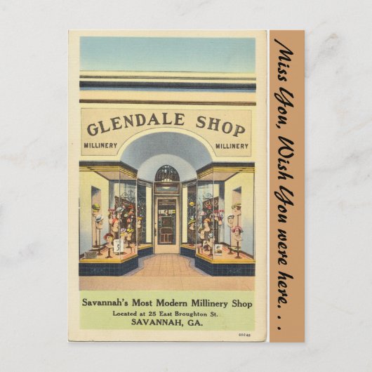 Carte Postale Georgia, Glendale Millinery Shop (Devant)