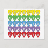 Carte Postale Georgia US State Hearts Rainbow (Devant)