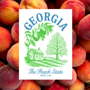 Carte Postale Géorgie L'État De Peach Est. Ferme 1788