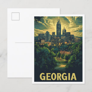 Carte Postale Géorgie USA Art Vintage Illustration Voyage