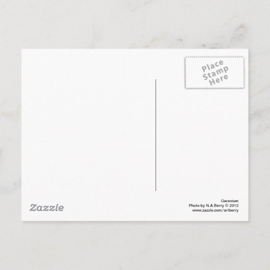 Carte Postale Géranium (Dos)