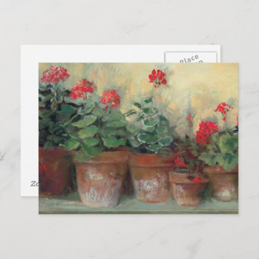Carte Postale Geraniums dans les pots (Devant / Derrière)
