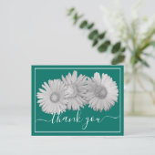 Carte Postale Gerbera Daisies Fond Vert Merci (Debout devant)