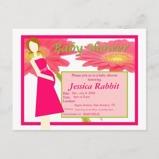 Carte Postale Gerbera Daisy Invitation Baby shower (Devant)