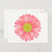 Carte Postale Gerbera Florale Fleur rose et jaune (Devant / Derrière)