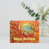 Carte Postale Gerbéra Orange Joyeux Anniversaire (Debout devant)