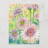 Gerbera rose Bouquet Daisy Aquarelle Fleurs Art