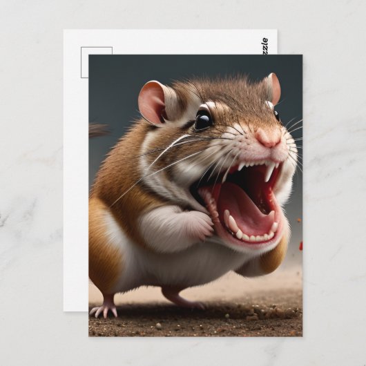 Carte Postale Gerbil en colère (Devant / Derrière)