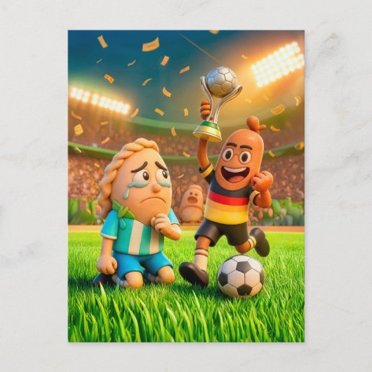 Carte Postale German bratwurst defeating Argentinian empanada so (Devant)