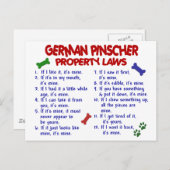 Carte Postale GERMAN PINSCHER, propriété Lois 2 (Devant / Derrière)