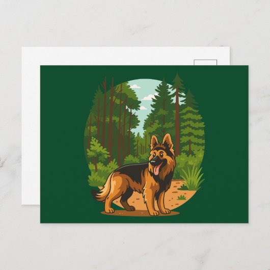 Carte Postale German Shepherd Forest Adventure Dog (Devant / Derrière)