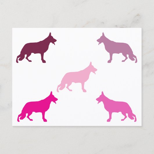 Carte Postale German Shepherd minimal pattern magenta  (Devant)