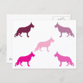 Carte Postale German Shepherd minimal pattern magenta  (Devant / Derrière)