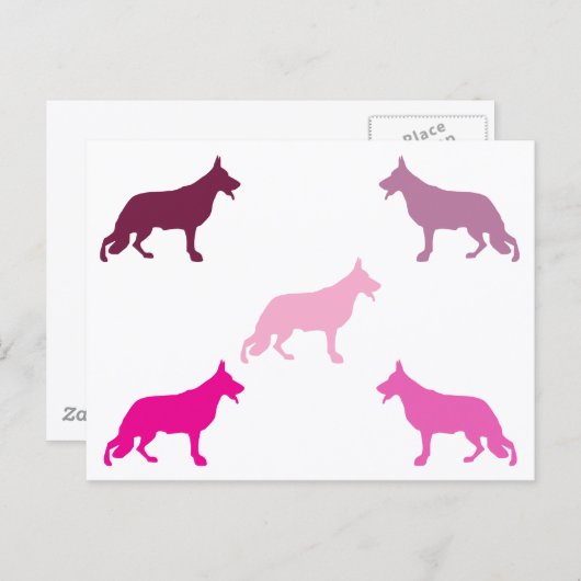 Carte Postale German Shepherd minimal pattern magenta  (Devant / Derrière)
