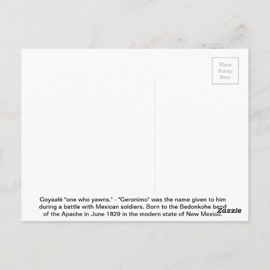 Carte Postale Geronimo - 78 ans (Dos)