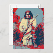 Carte Postale Geronimo Pop Art - Apache Indian Warrior Chief (Devant / Derrière)