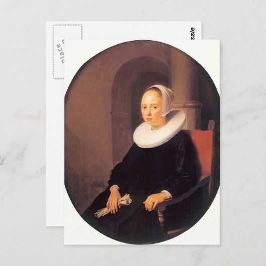 Carte Postale Gerrit Dou - Portrait d'une femme (Devant / Derrière)